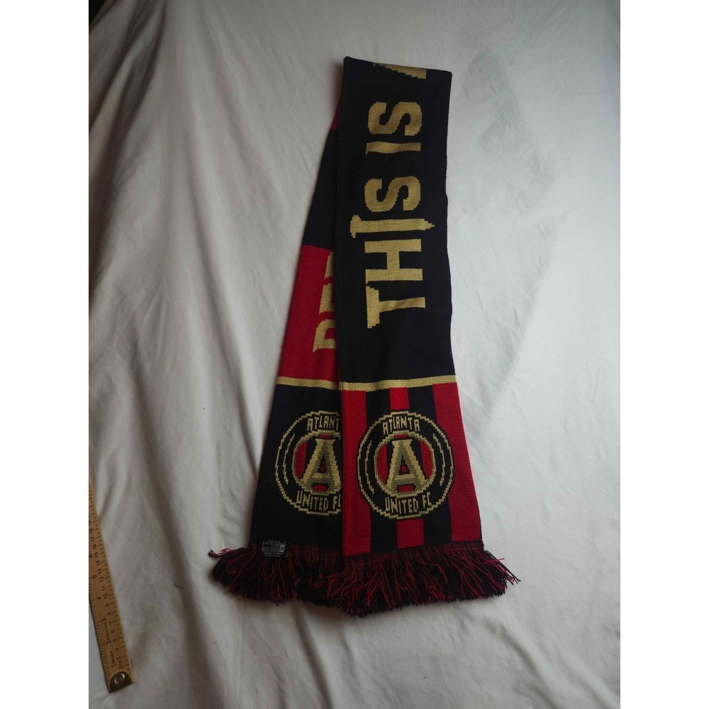 Ruffneck Scarves Soccer Scarf Black Red Gold Acrylic Atlanta United FC Fans
